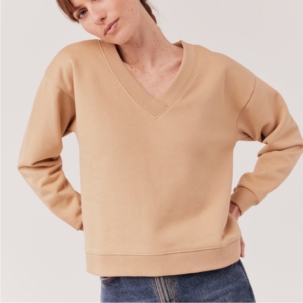 New! Pact Calla V-neck sweatshirt, size medium